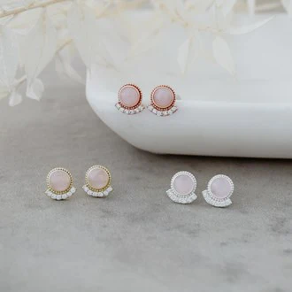 Admiration Studs - Silver/Rose Quartz - Image 2
