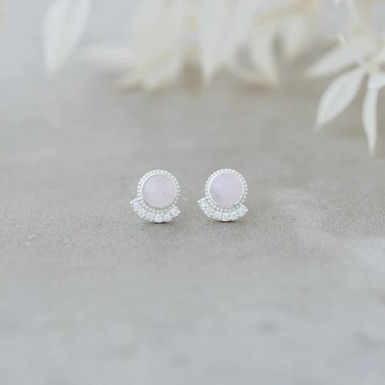 Admiration Studs - Silver/Rose Quartz - Image 3