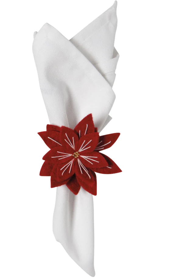 Amaryllis Christmas Felt Napkin Ring - Image 2