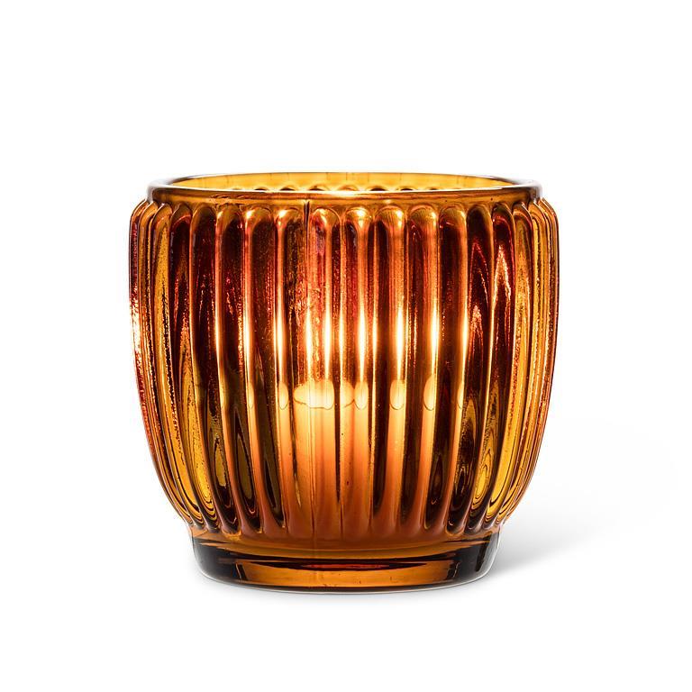 Amber Small Ribbed Votive - Image 2