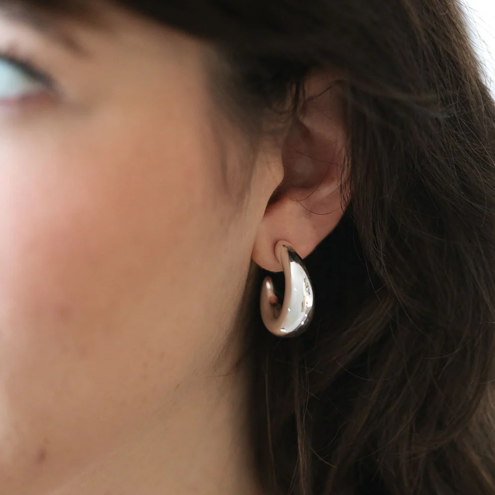 Amplified Arc Hoops - Silver - Image 2