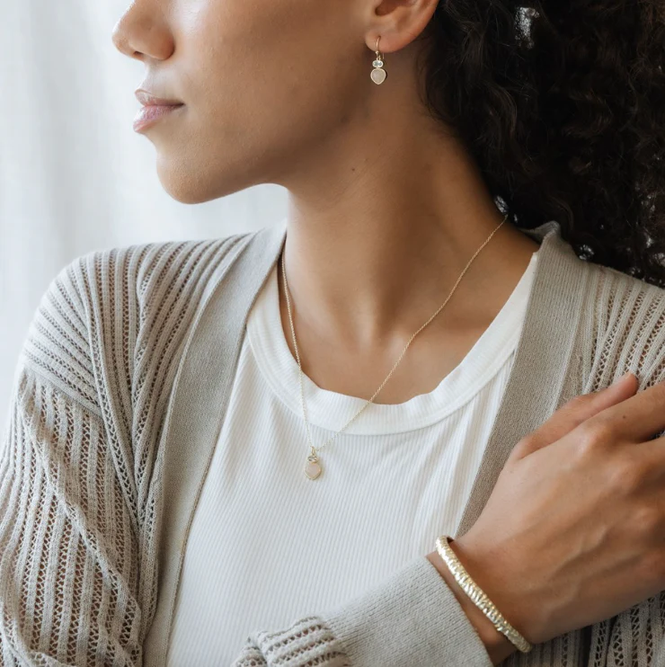 Anastasia Necklace - Gold/Rose Quartz - Image 2