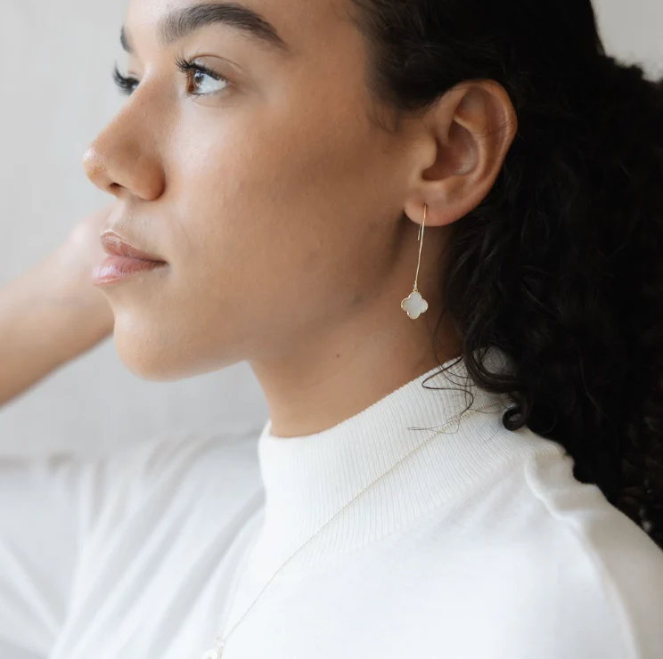 Anya Earrings - Gold/Mother of Pearl - Image 2