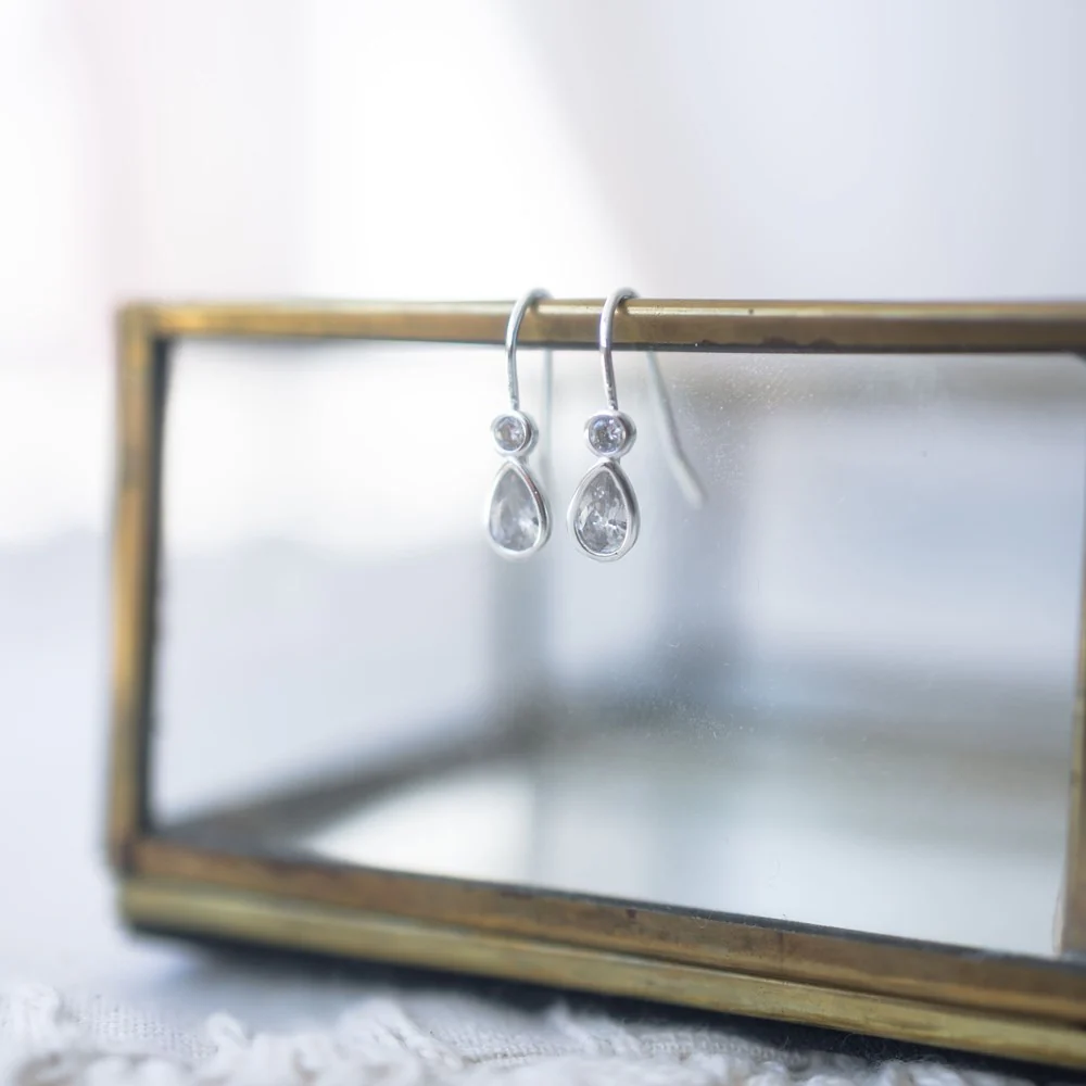 Aura Earrings - Silver/Clear - Image 2