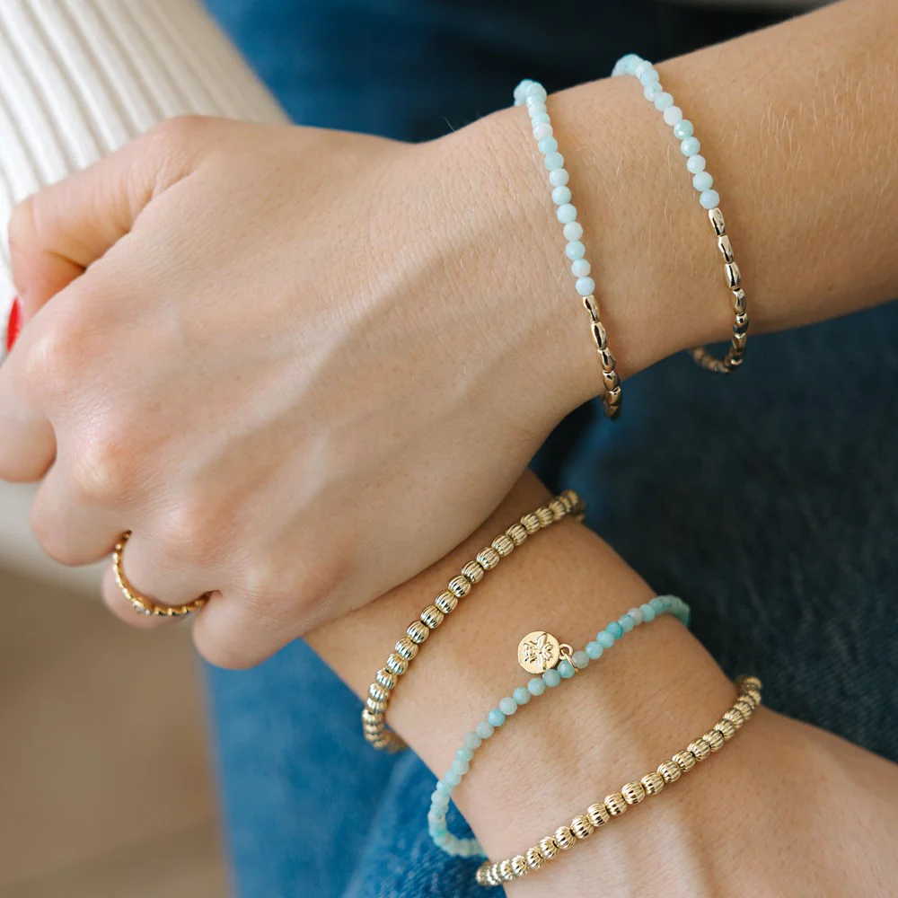 Baby Bee Bracelet - Silver/Amazonite - Image 2