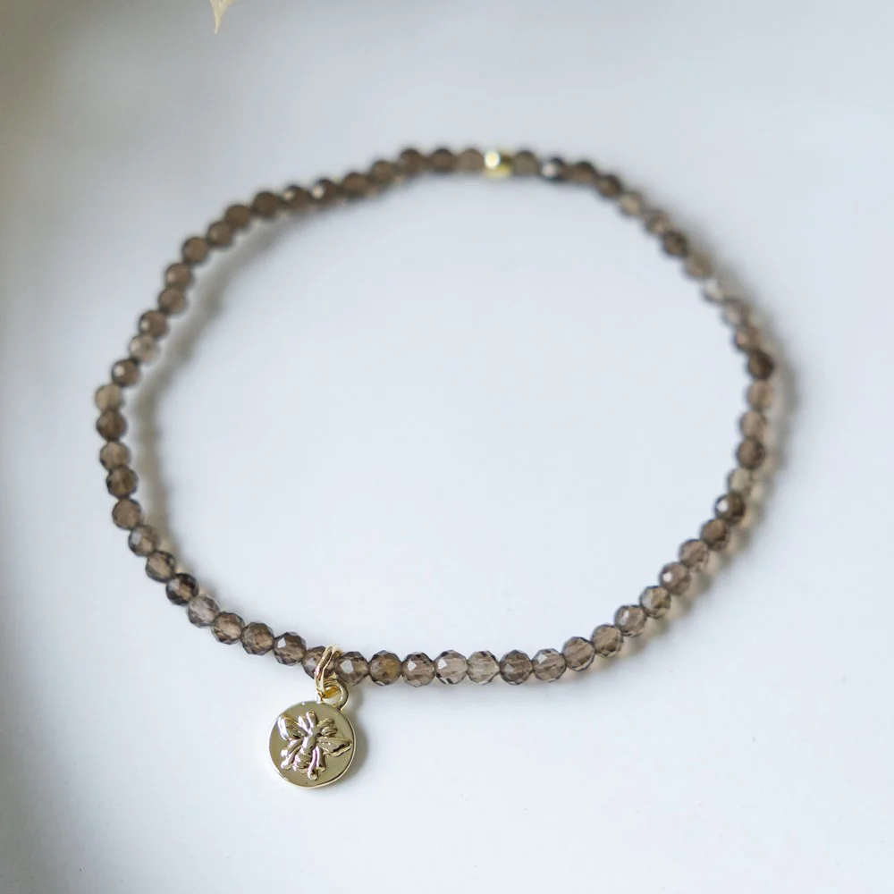 Baby Bee Bracelet - Gold/Smokey Quartz