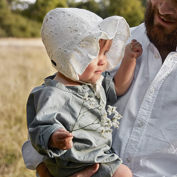 Baby Bonet- White Embroidery - Image 4