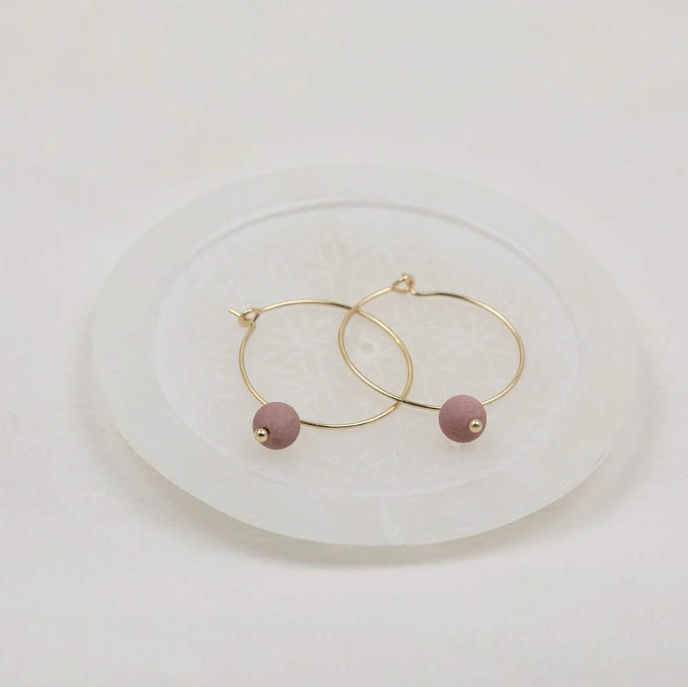 Bellamy Hoops - Pink Rhodonite /Gold - Image 2
