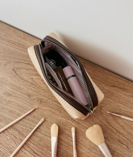 Brianna Makeup Bag with Brushes - Natural Chocolate - Image 2