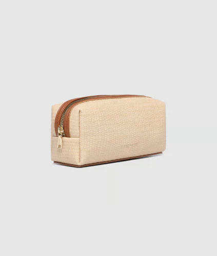 Brianna Makeup Bag with Brushes - Natural Tan - Image 2