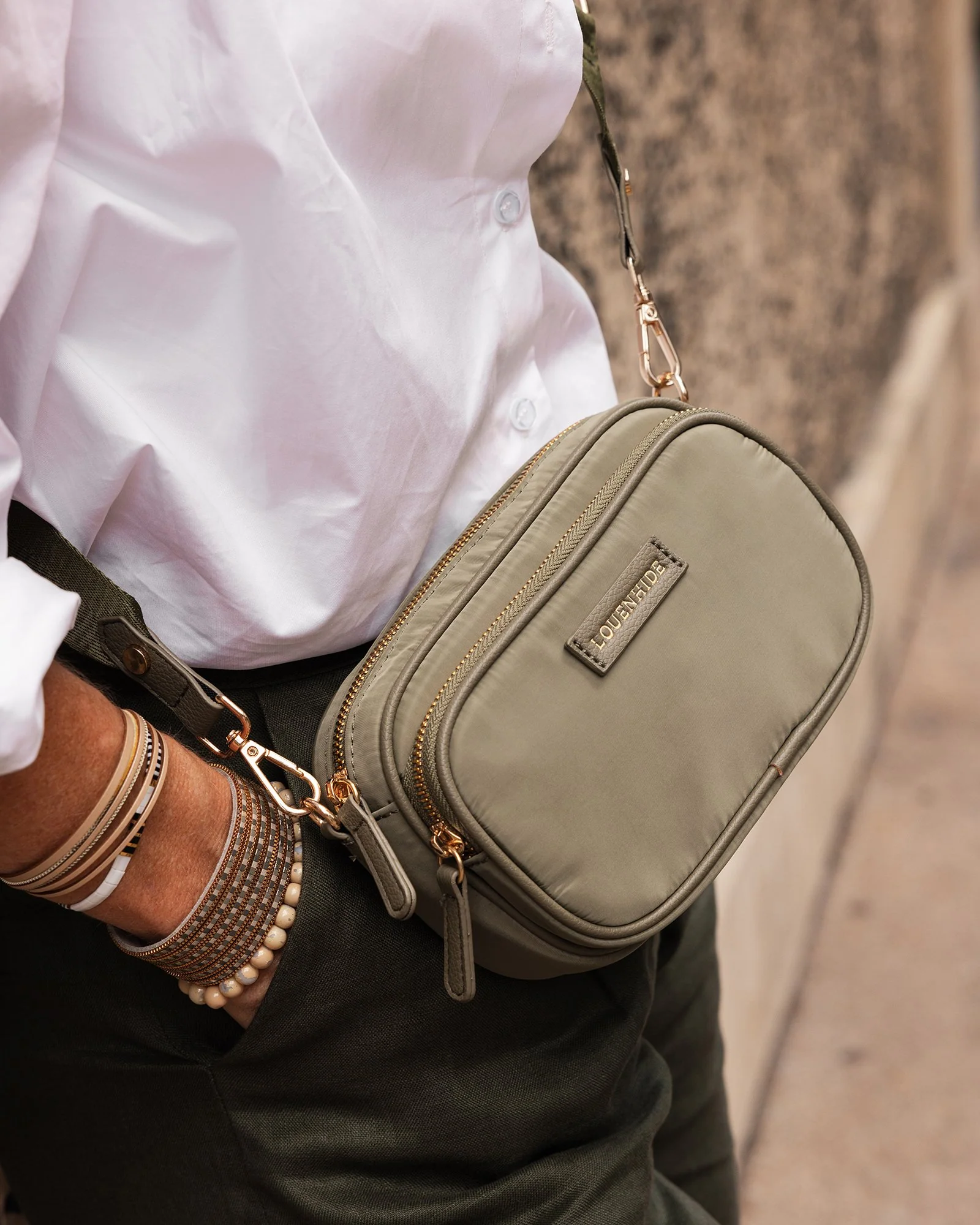 Cali Nylon Crossbody Bag - Khaki - Image 6