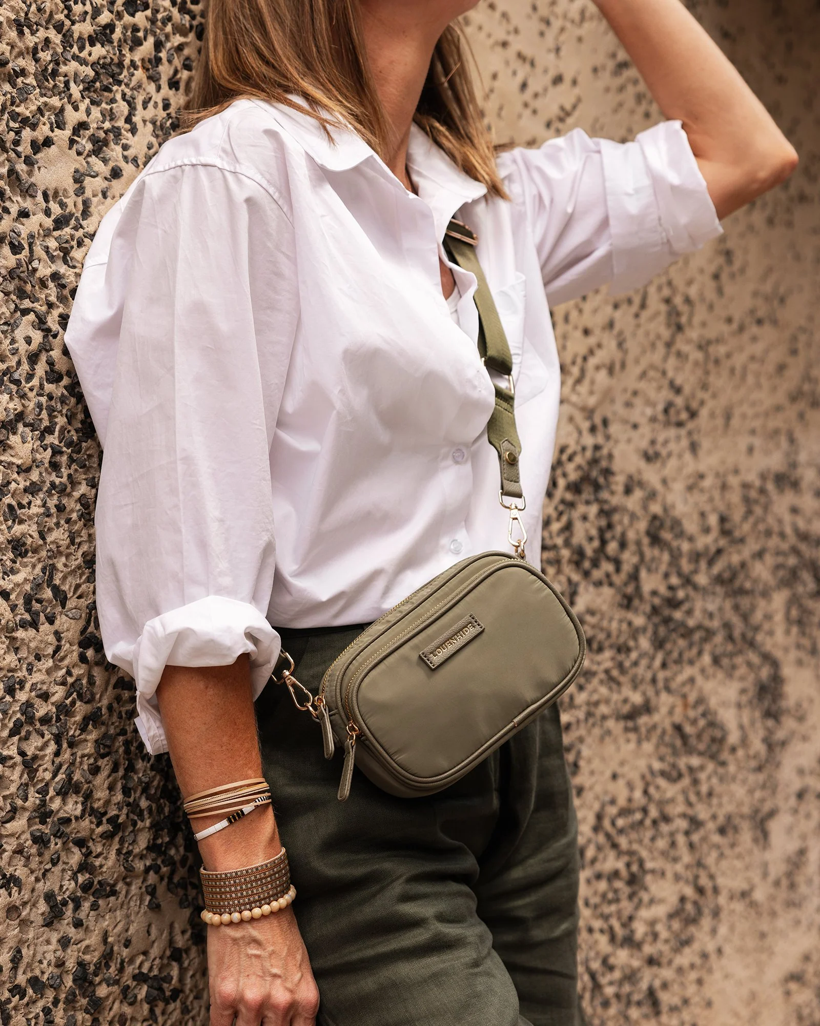 Cali Nylon Crossbody Bag - Khaki - Image 7