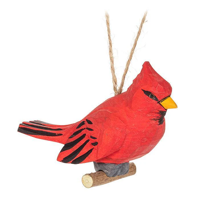 Carved Cardinal on Branch Ornament - Image 2