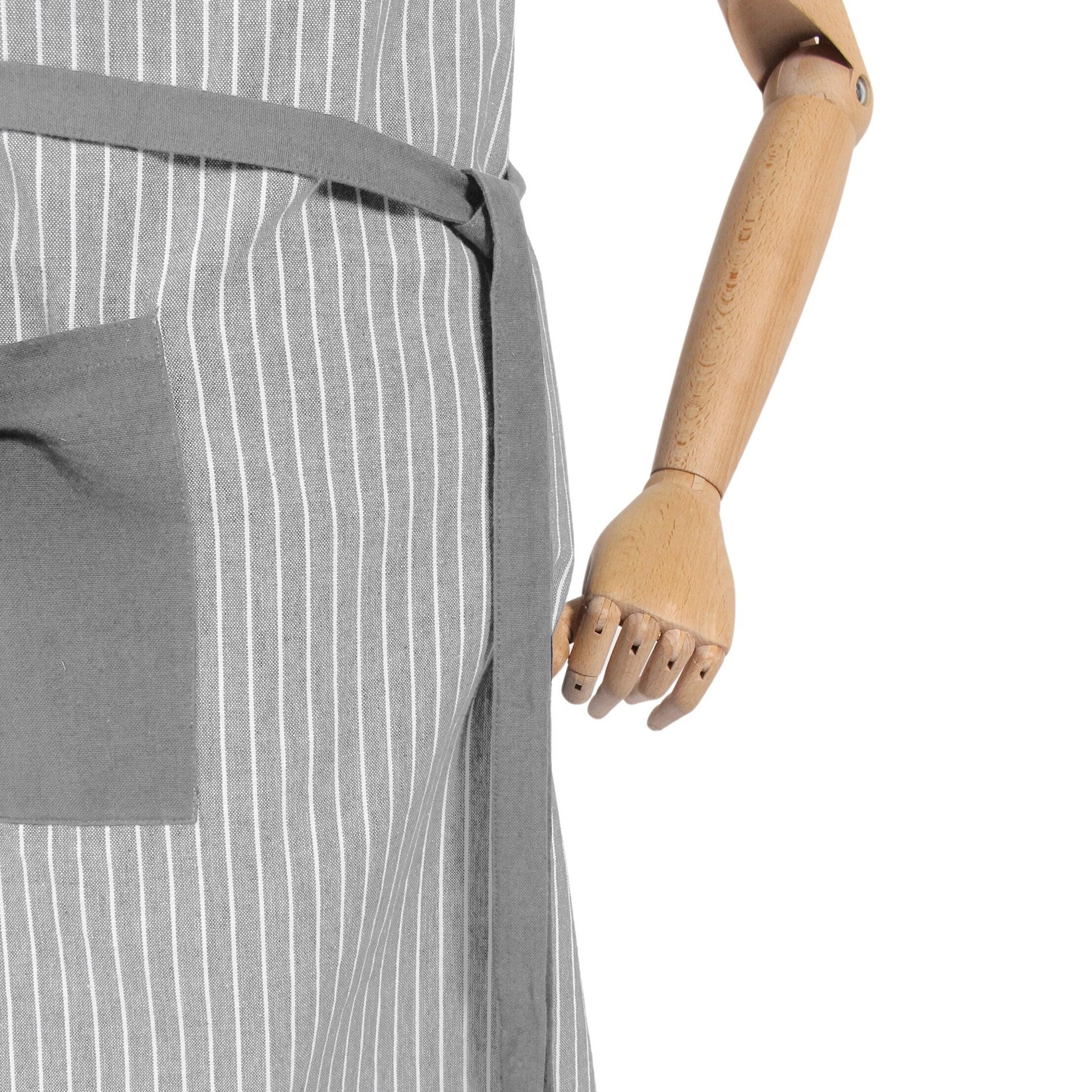 Chambray Stripe Adjustable Apron Charcoal - Image 2