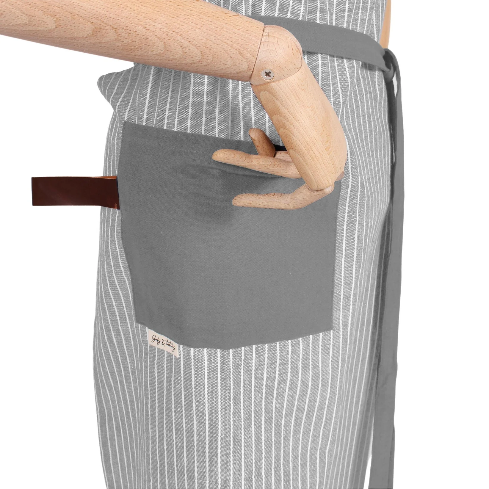 Chambray Stripe Adjustable Apron Charcoal - Image 3