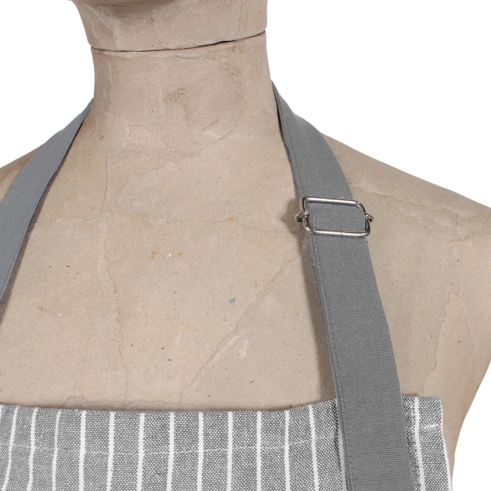 Chambray Stripe Adjustable Apron Charcoal - Image 4