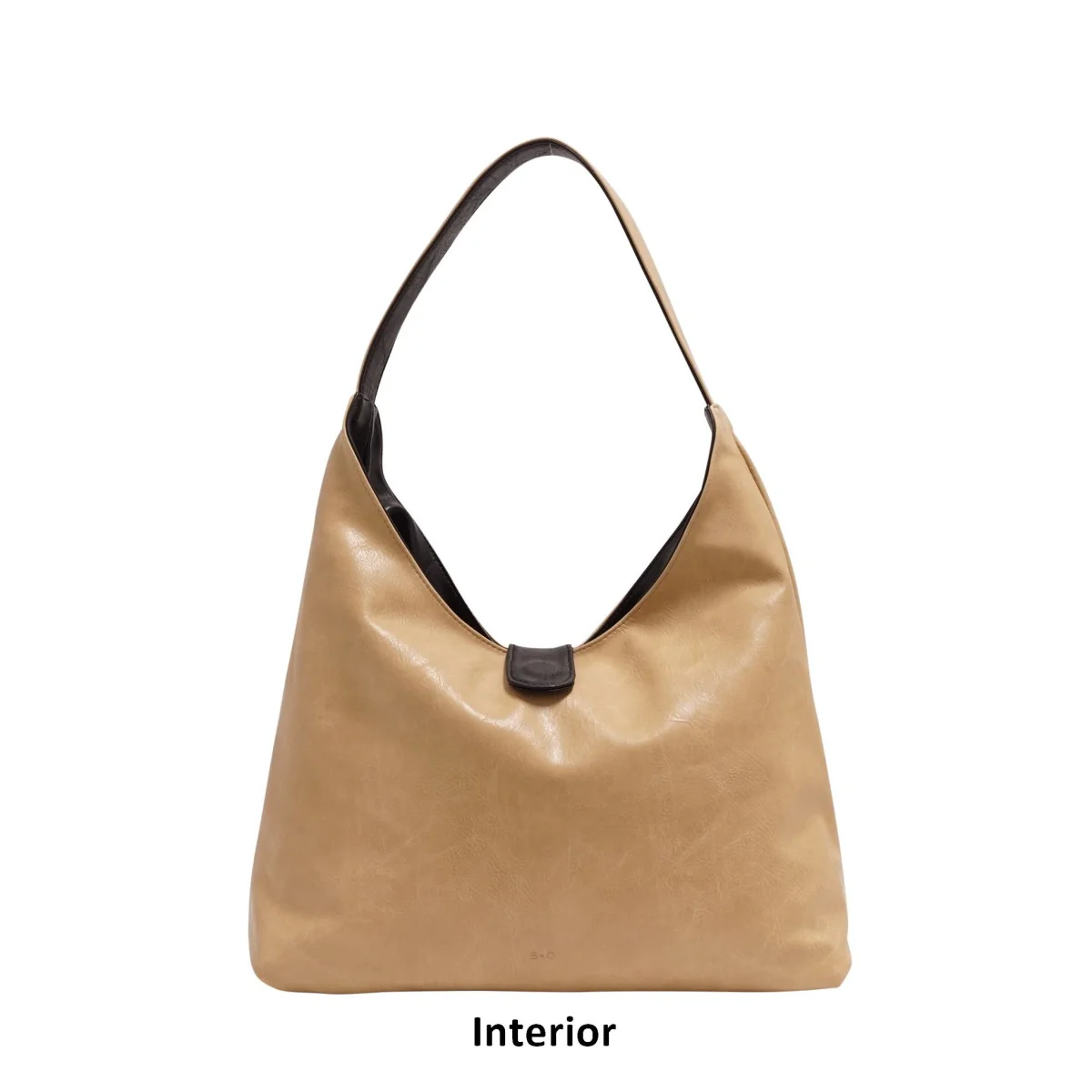 Charlene 2-in-1 Reversible Hobo - Black / Light Khaki - Image 2