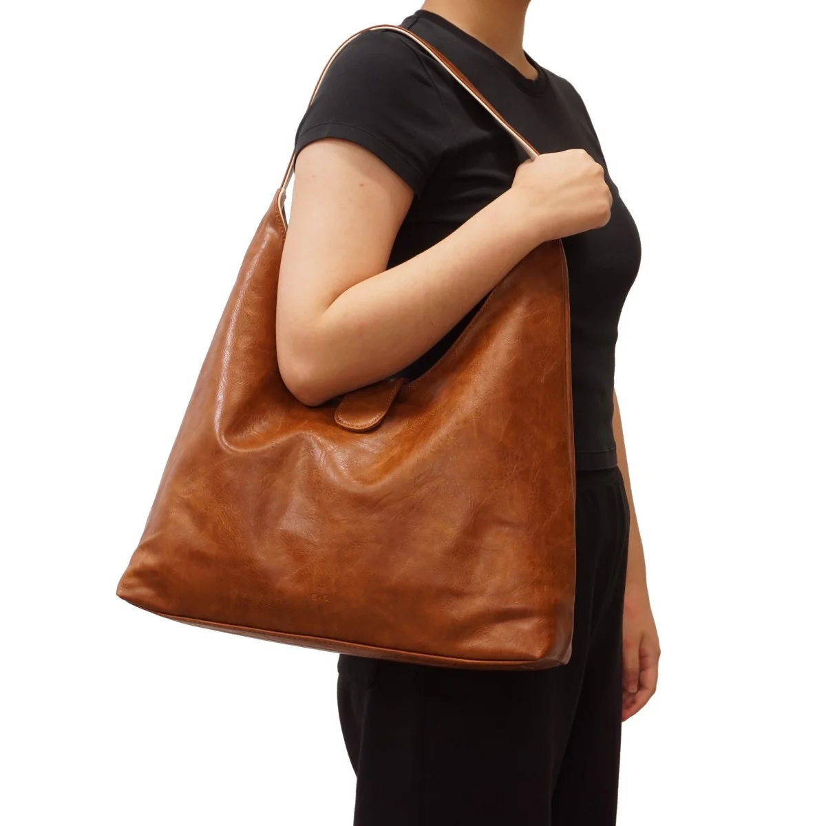 Charlene 2-in-1 Reversible Hobo - Black / Light Khaki - Image 5