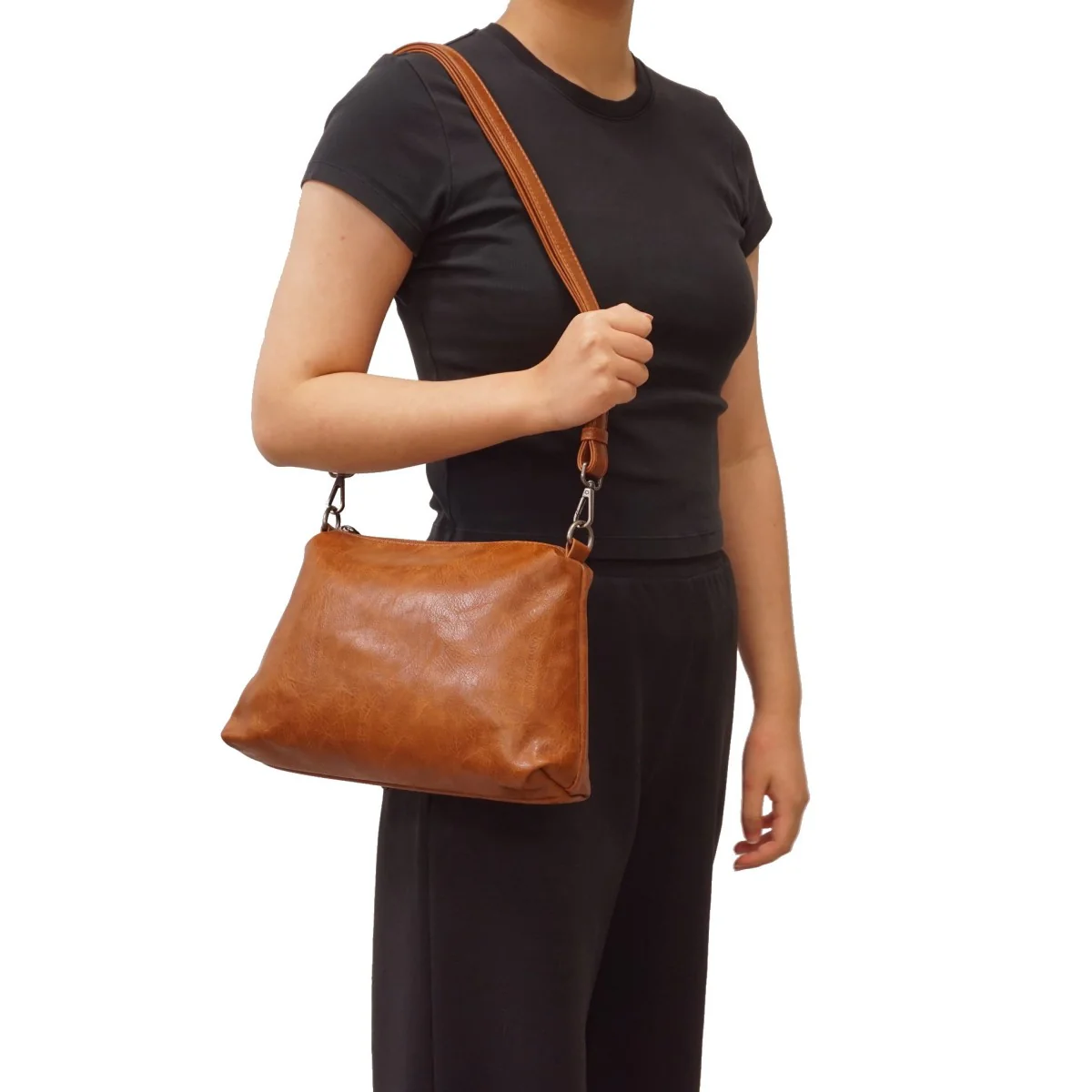 Charlene 2-in-1 Reversible Hobo - Black / Light Khaki - Image 6