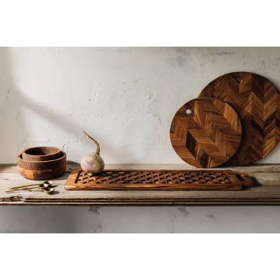 Chevron Acacia Wood 12" Serving Board - Image 3