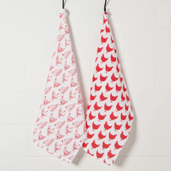 Chicken Floursack Dish Towels - Set of 2 - Image 2