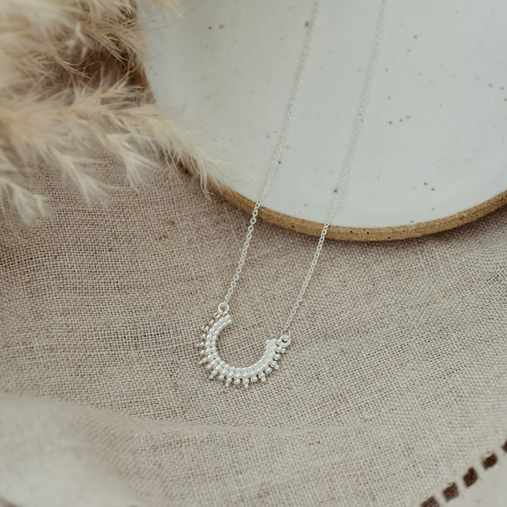Curved Luck Necklace - Silver - Image 2