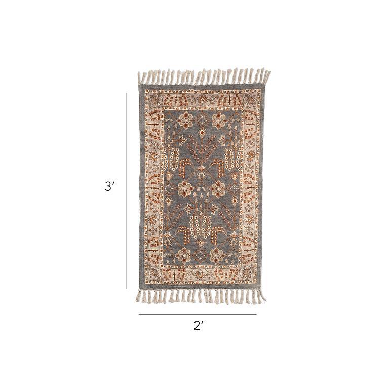 Dark Grey Printed 2'x3' Floor Rug - Image 2