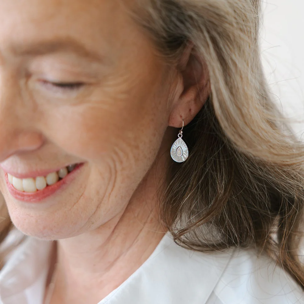 Dewdrop Earrings - Gold/Opalite - Image 2