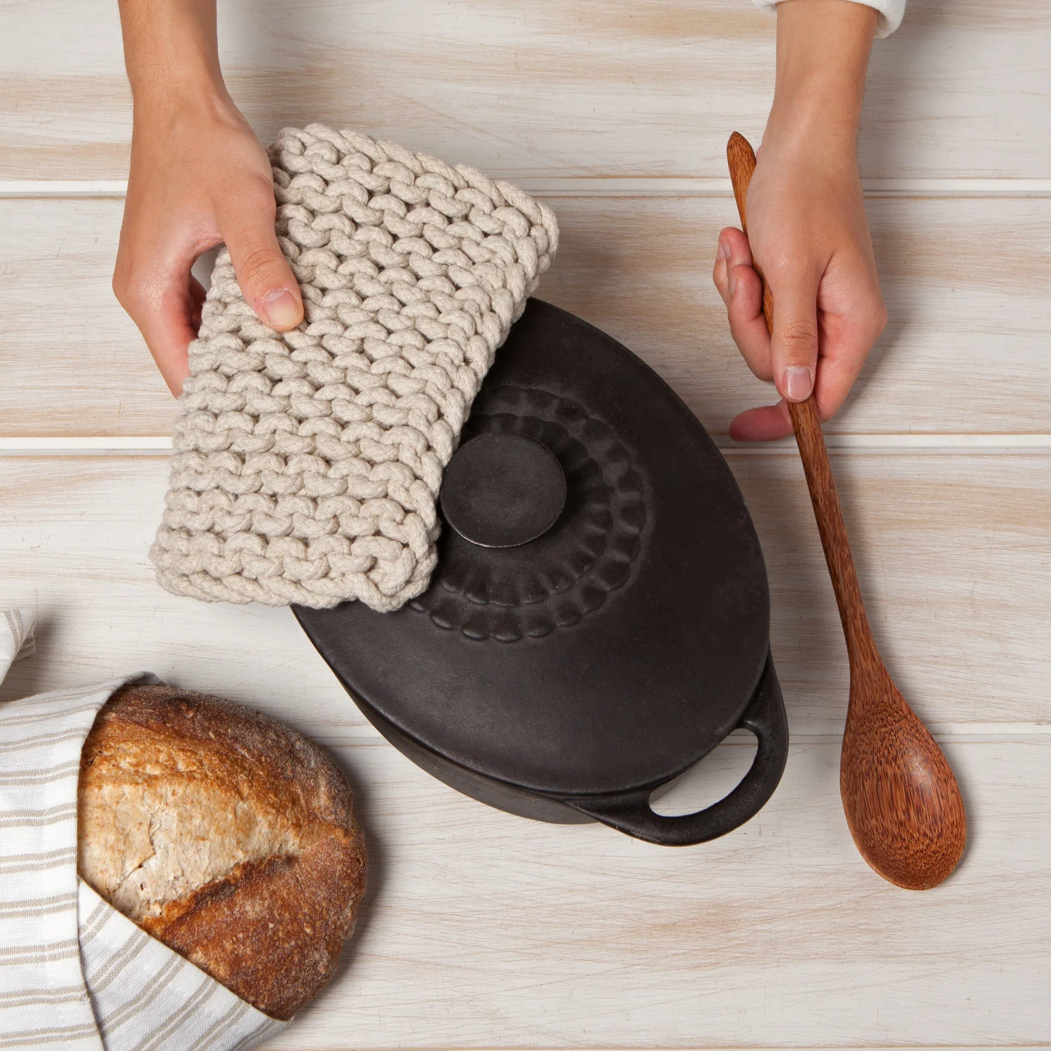 Dove Gray Knit Potholder - Image 3