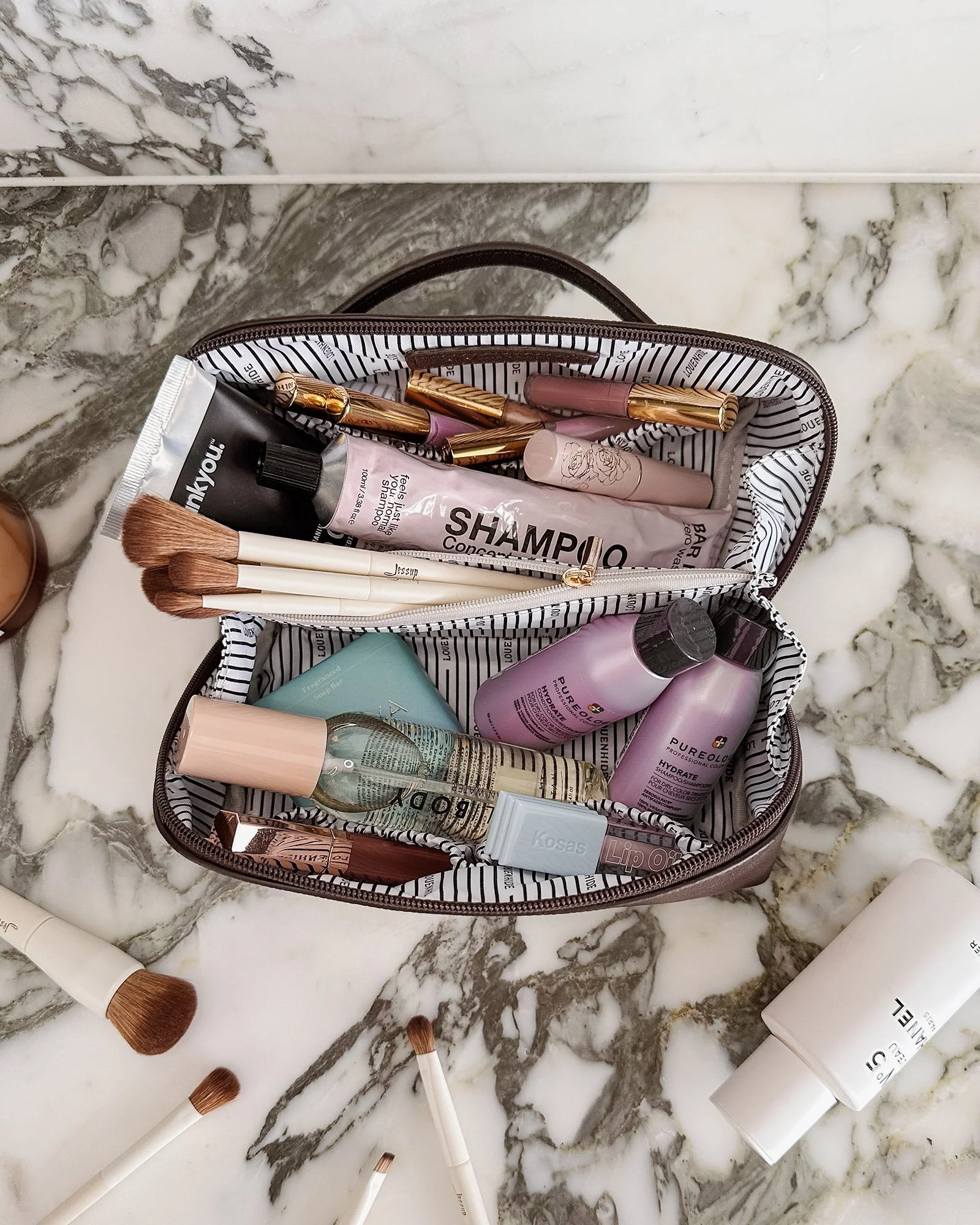 Ellis Makeup Bag - Chocolate - Image 6