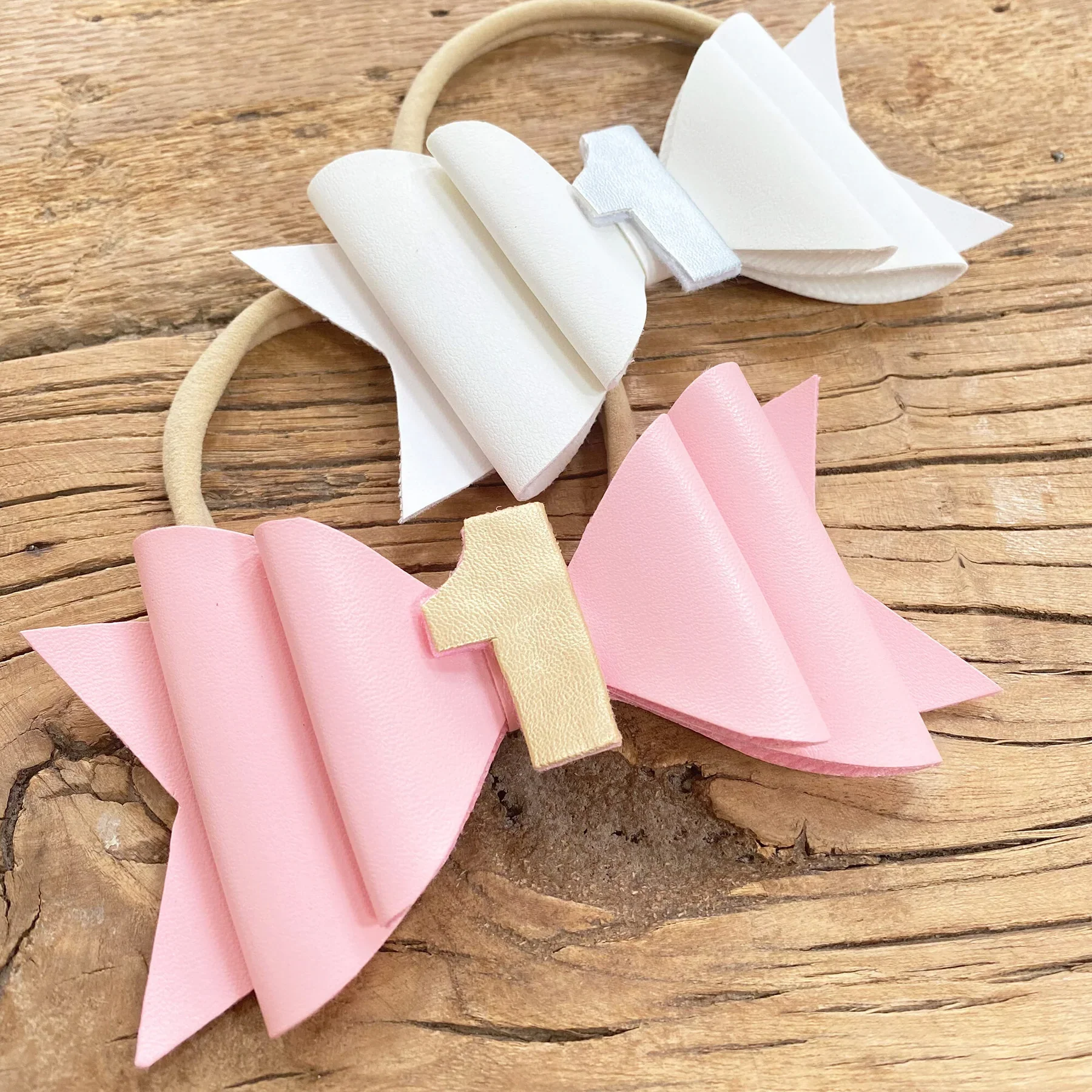 First Birthday Headband - White Hair Bow - Image 5