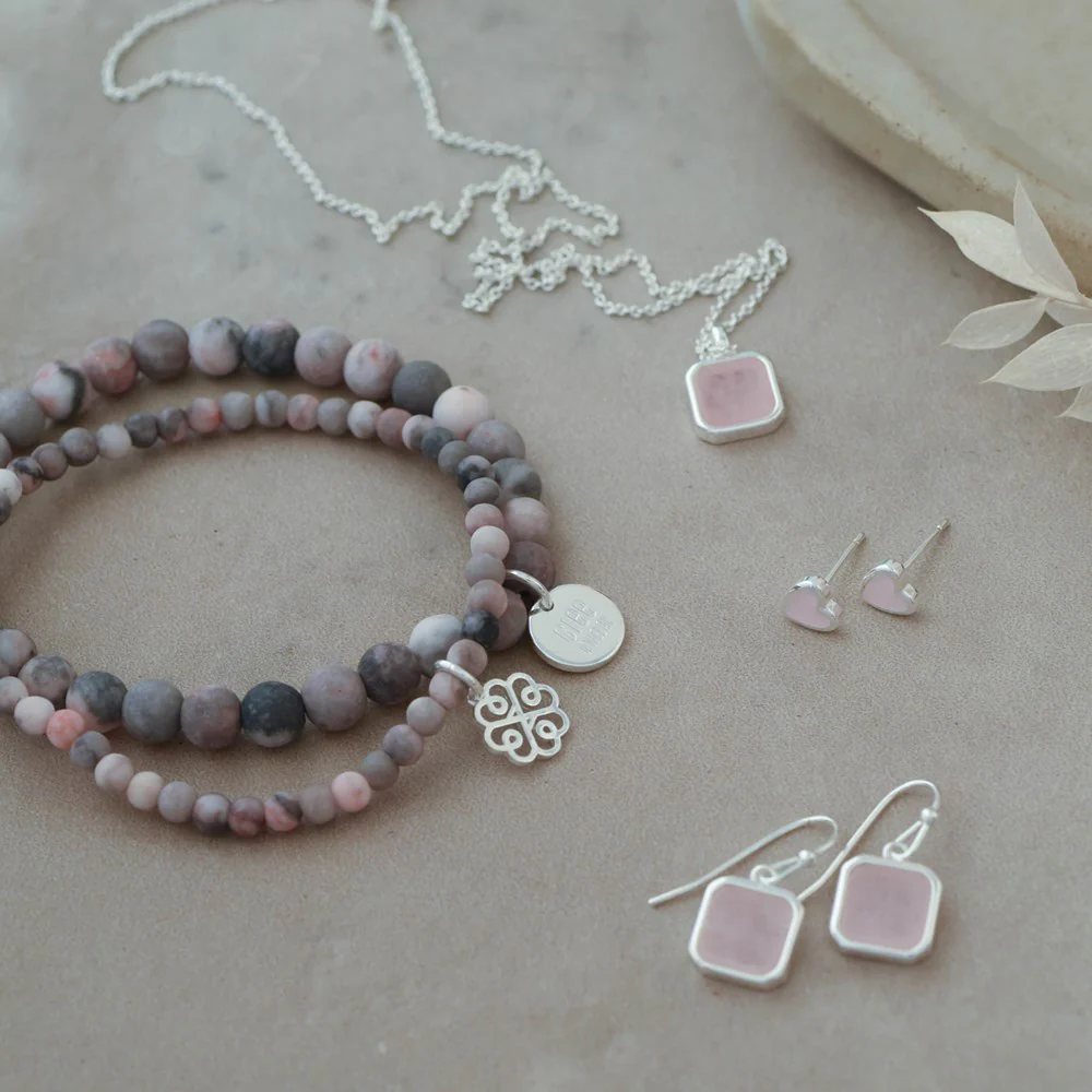 Florence Earrings - Silver/Rose Quartz - Image 3