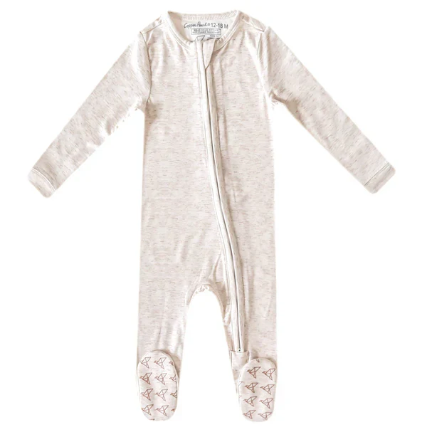 Footie Zip-Up Jammies - Oat