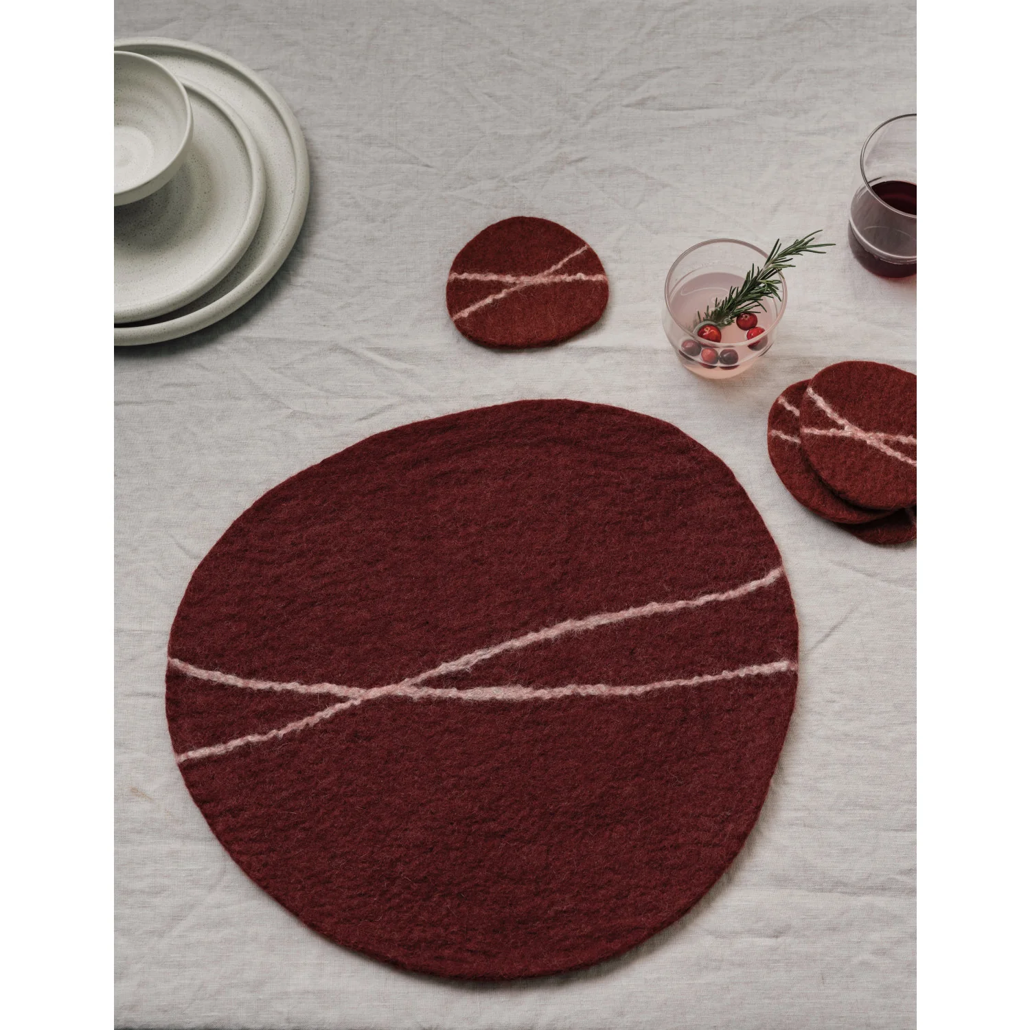 Garnet Striato Felt Coaster - Set of 4 - Image 2