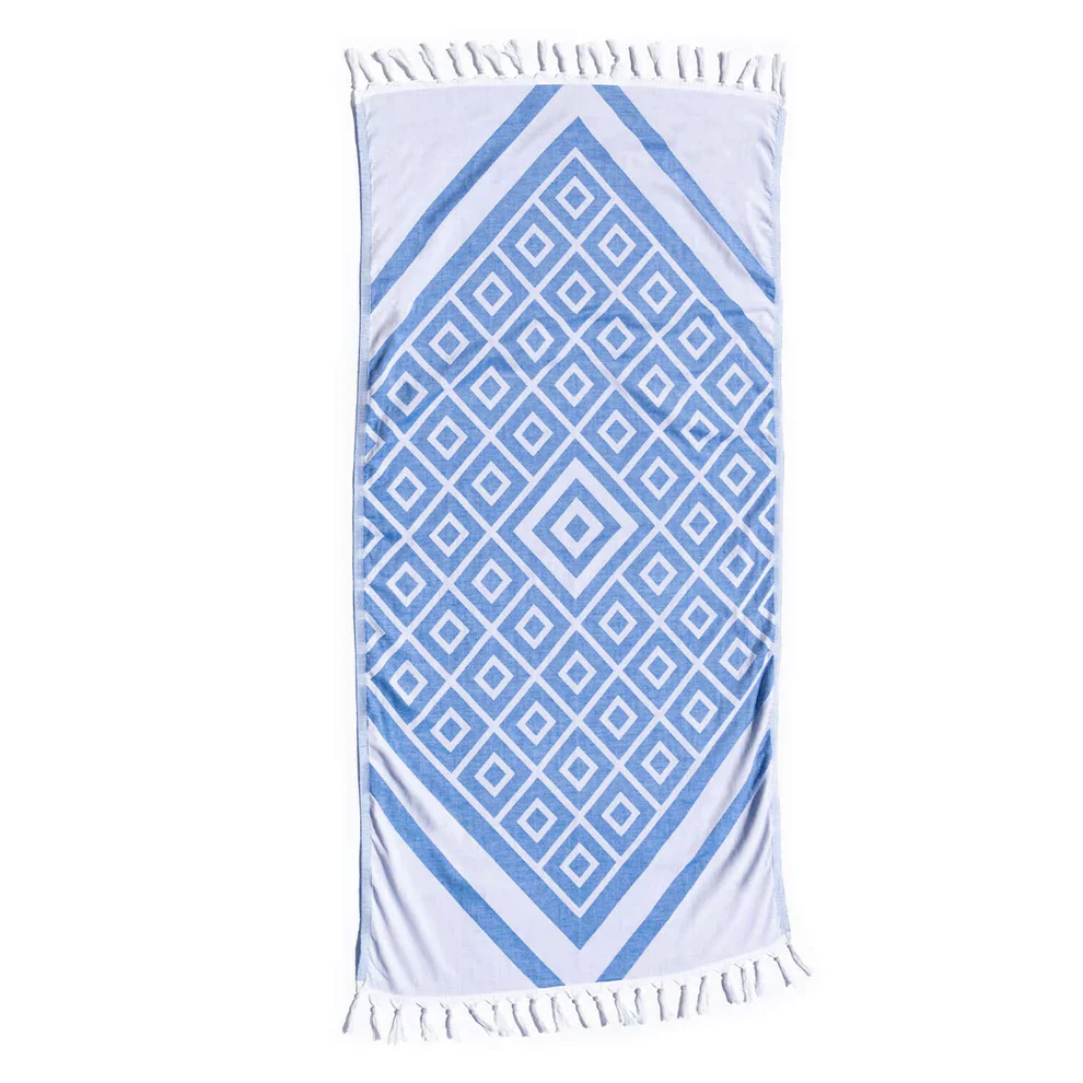 Geo Blue Turkish Body Towel