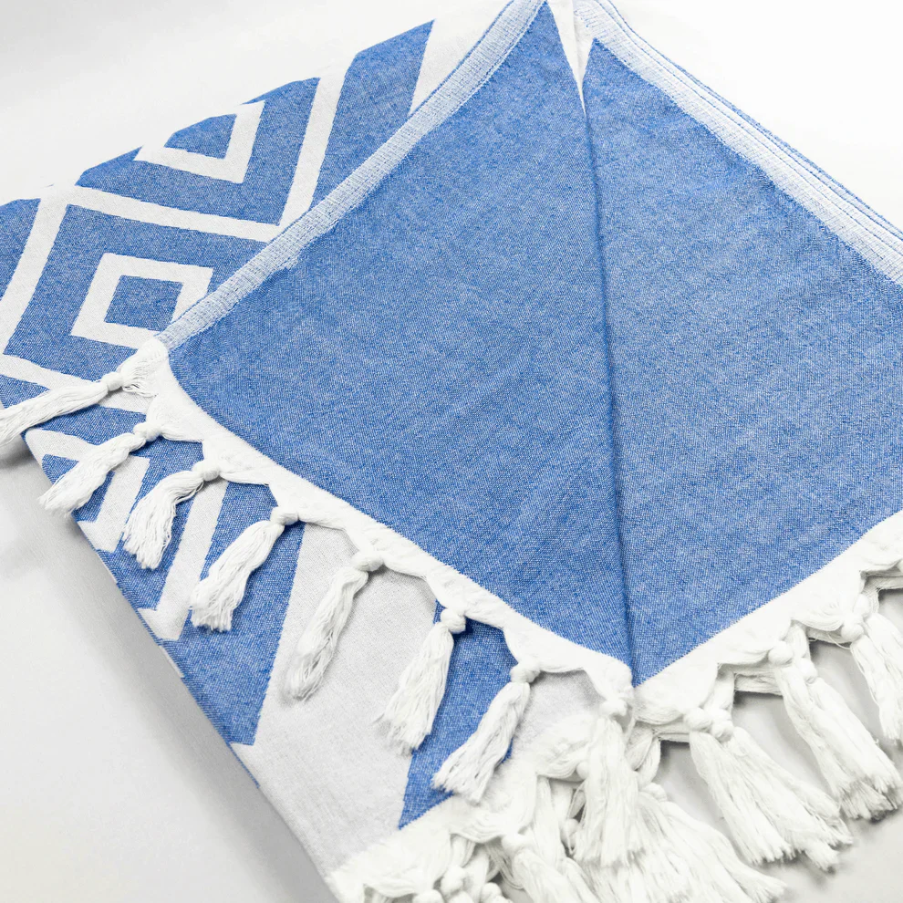 Geo Blue Turkish Body Towel - Image 4