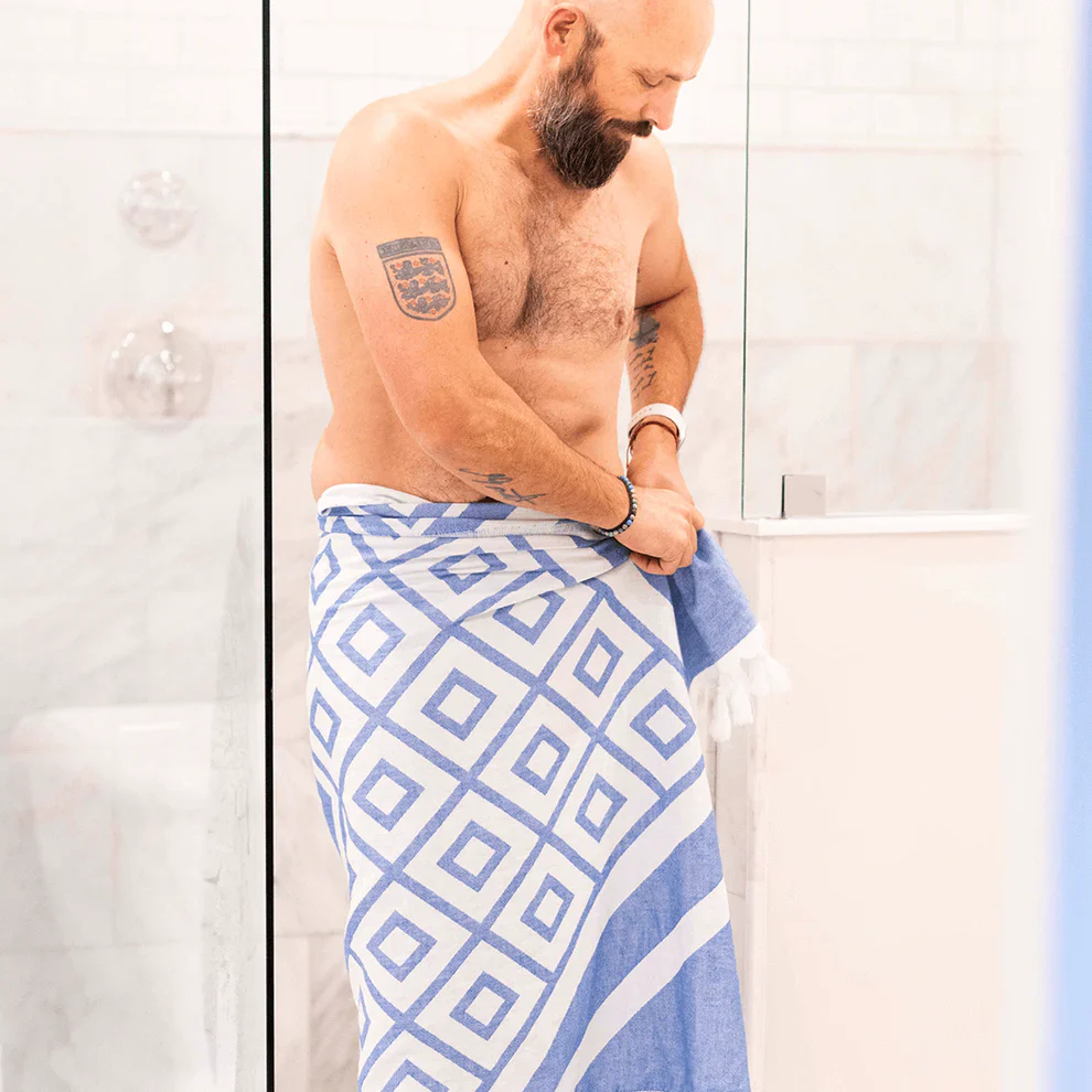 Geo Blue Turkish Body Towel - Image 5