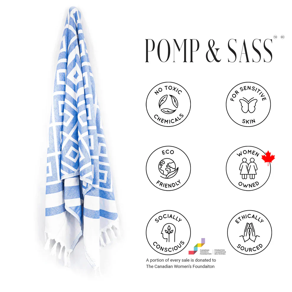Geo Blue Turkish Body Towel - Image 6