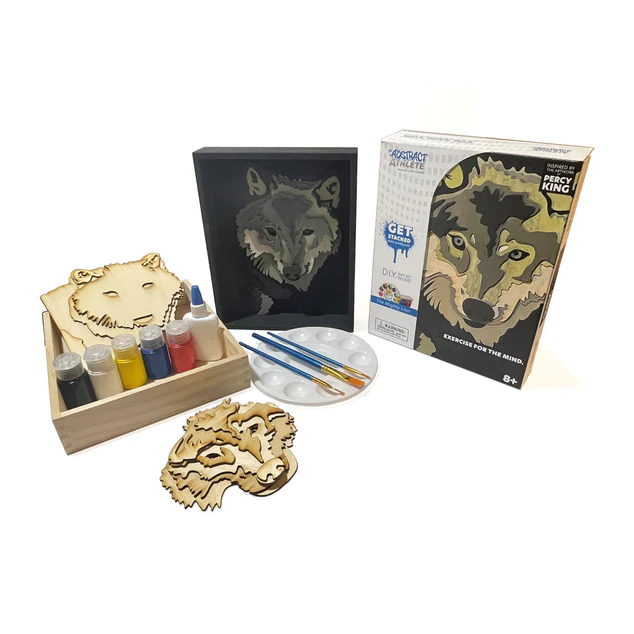 Get Stacked Paint & Puzzle Kit - Grey Wolf - Image 2