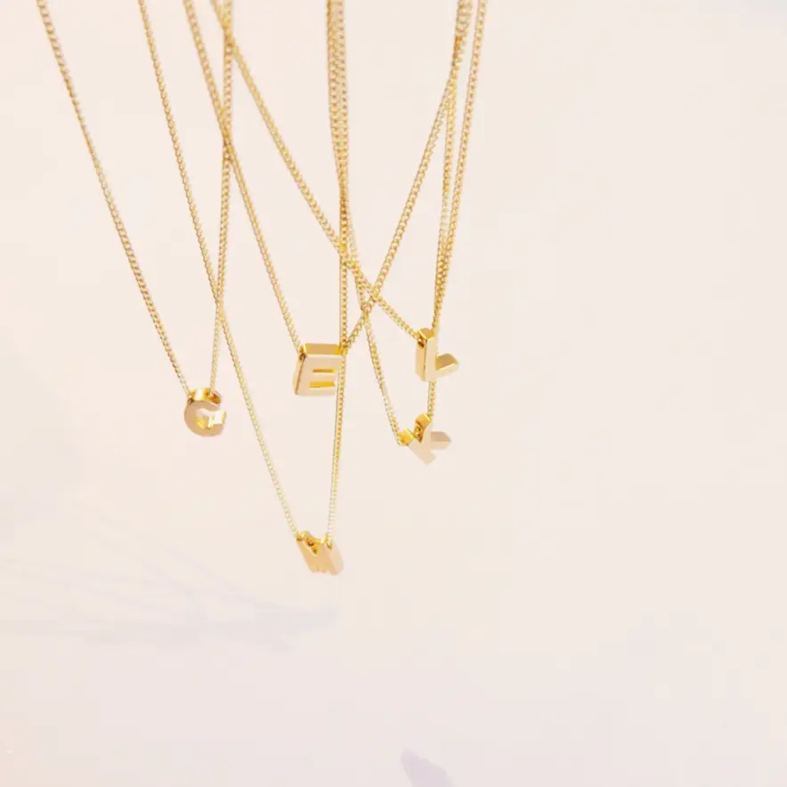 Gold Plated Block Letter Necklace FINAL SALE - Image 2