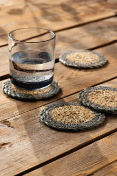 Green Border Seagrass Coasters - Set of 4 - Image 2