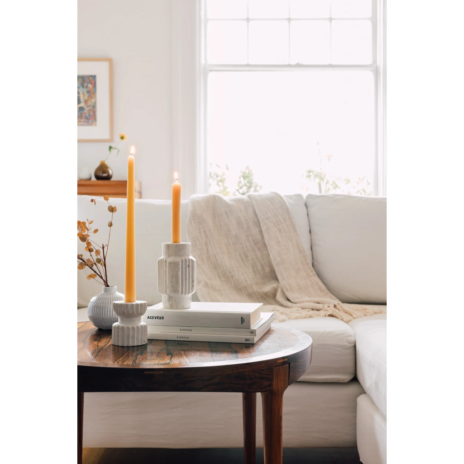 Iona Travertine 3 Inch Candle Holder - Image 4