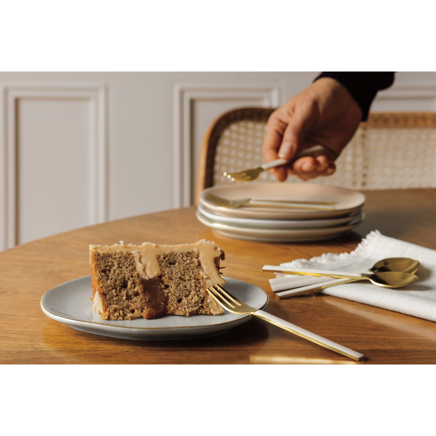 Ivory/Gold Dessert Forks - Set of 4 - Image 2