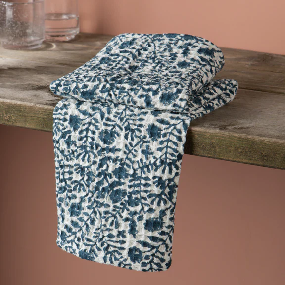 Jasmine Block Print Waffle Dishtowel - Image 2