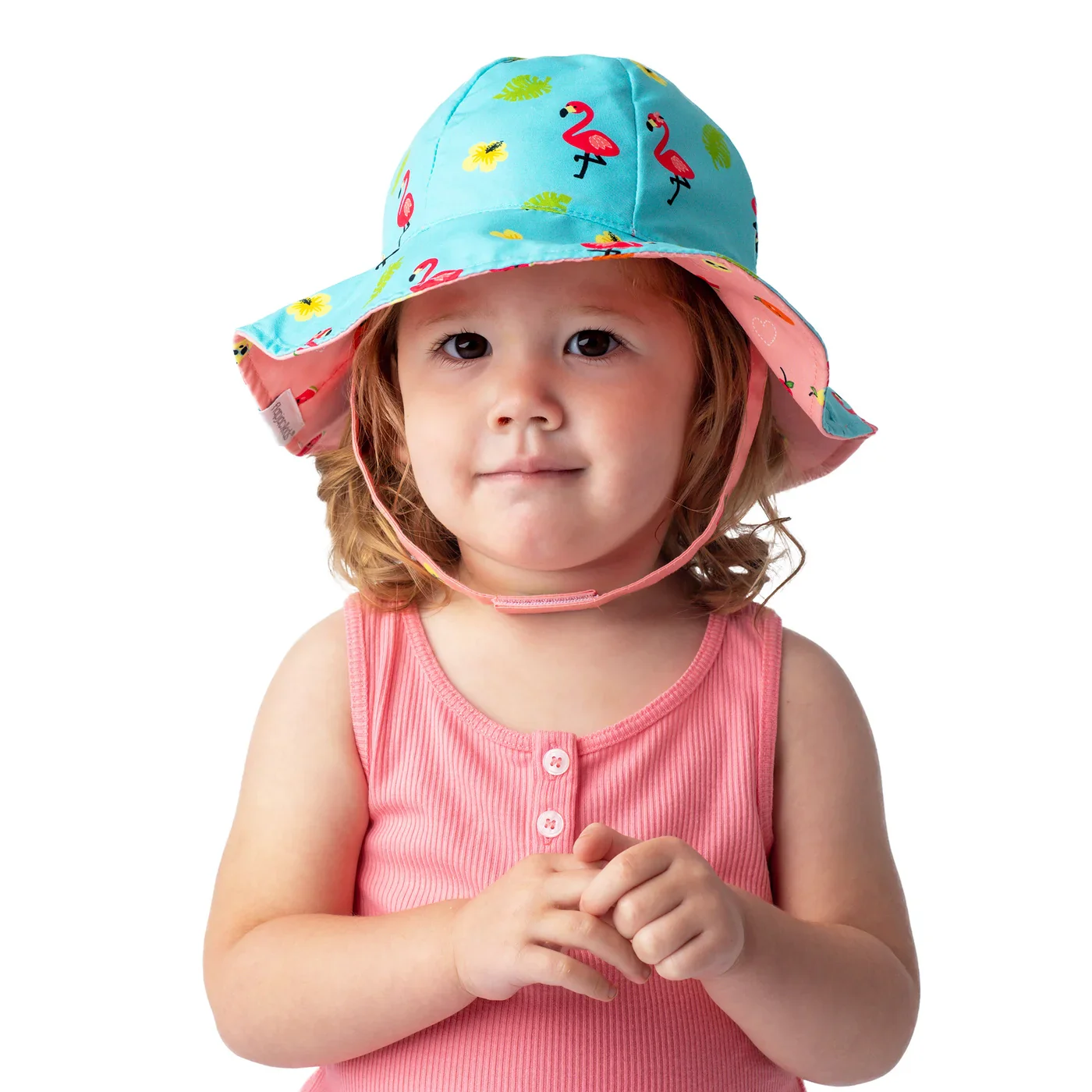 Kids/Baby UPF50+ Patterned Sun Hat - Flamingo/Fruit - Image 2