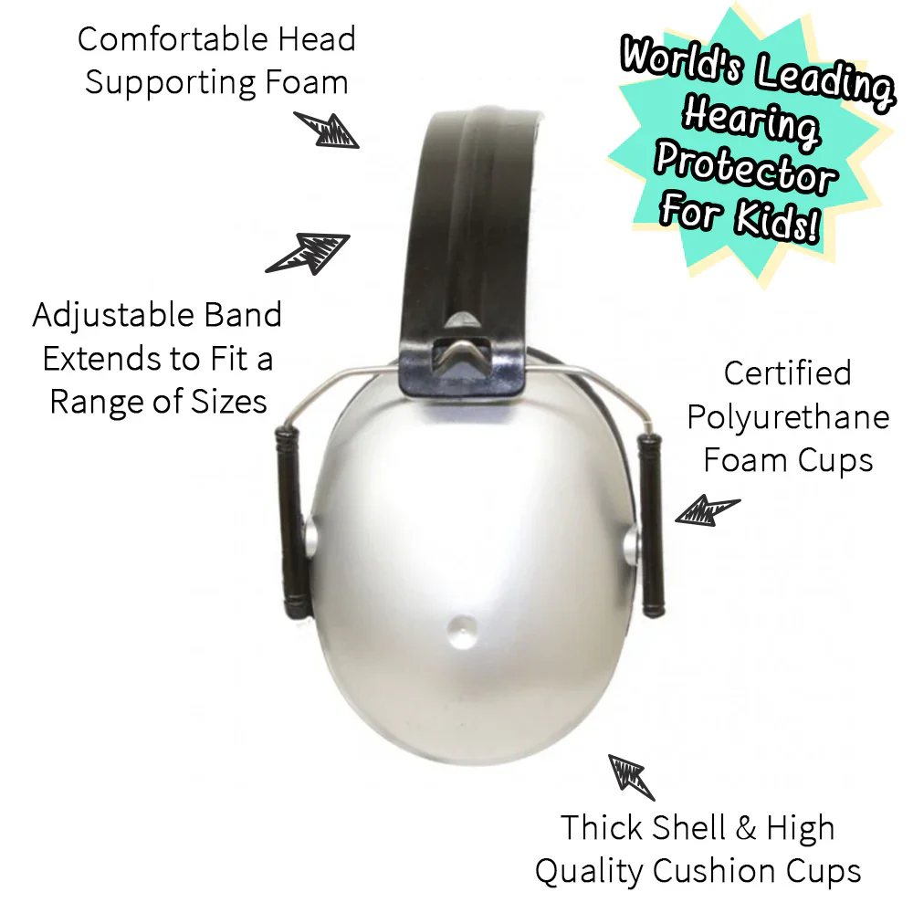 Kids Hearing Protection Earmuffs (2y+) - Silver - Image 2