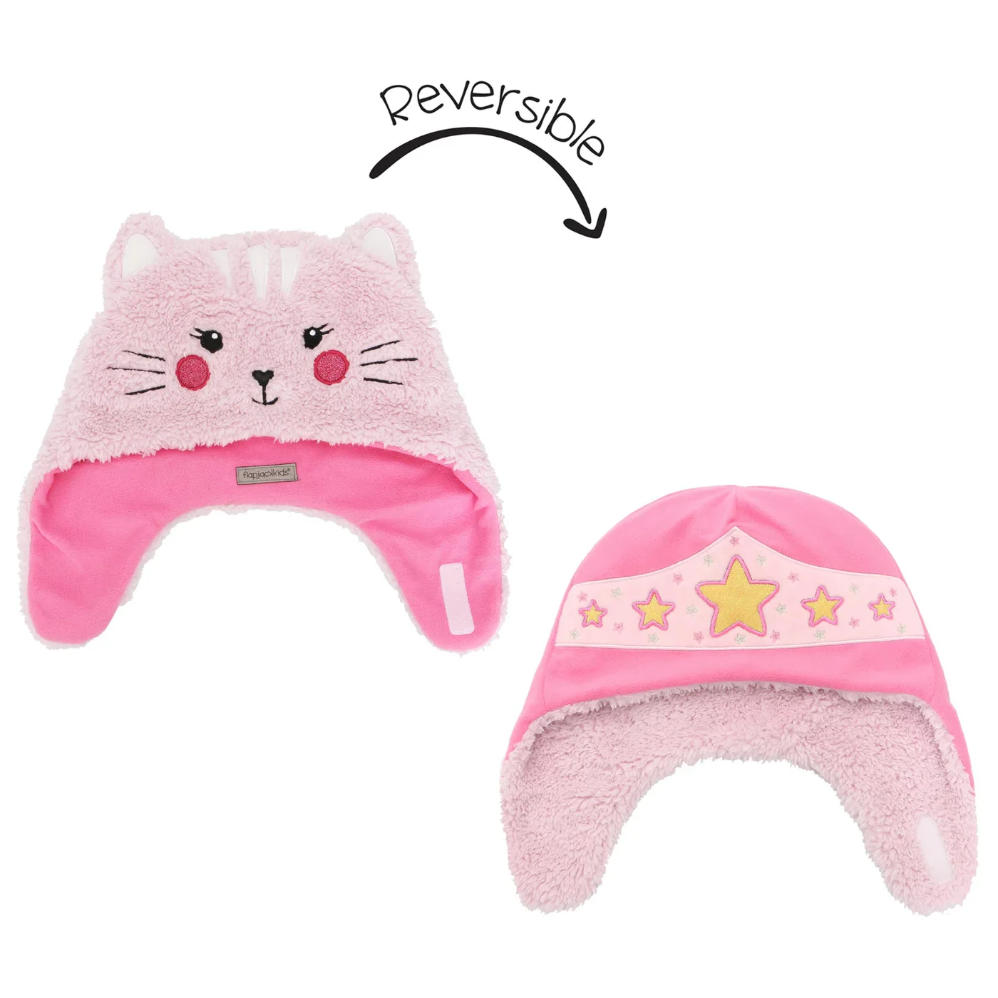 Kids Reversible Sherpa Hat - Cat/Superhero