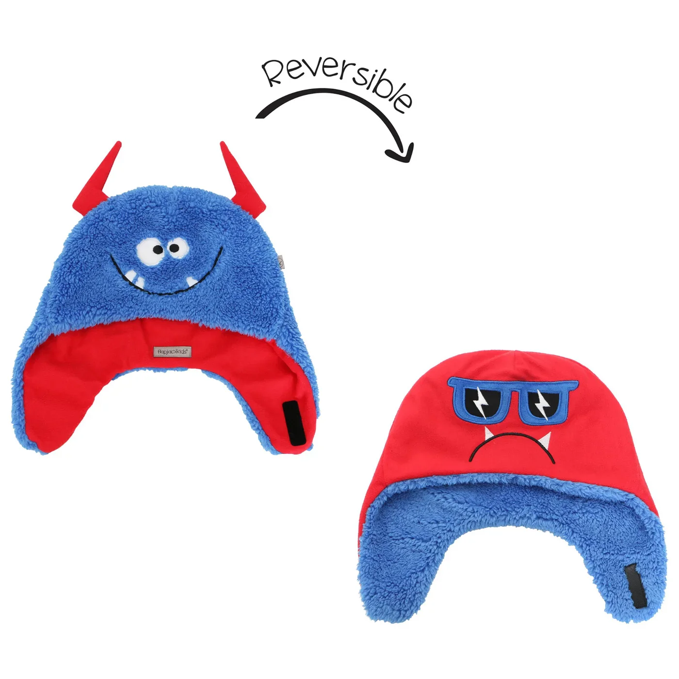Kids Reversible Sherpa Hat - Monster Blue