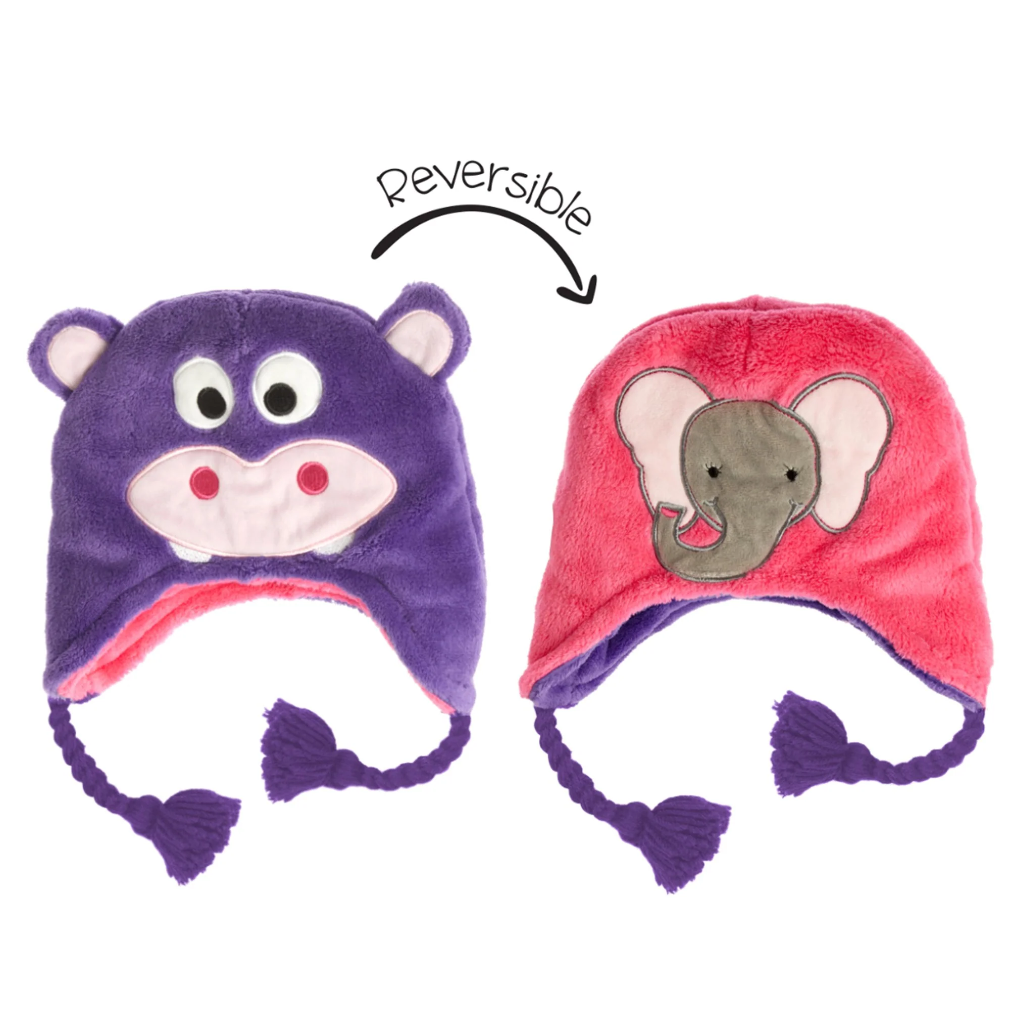 Kids UPF50+ Winter Hat - Hippo/Elephant