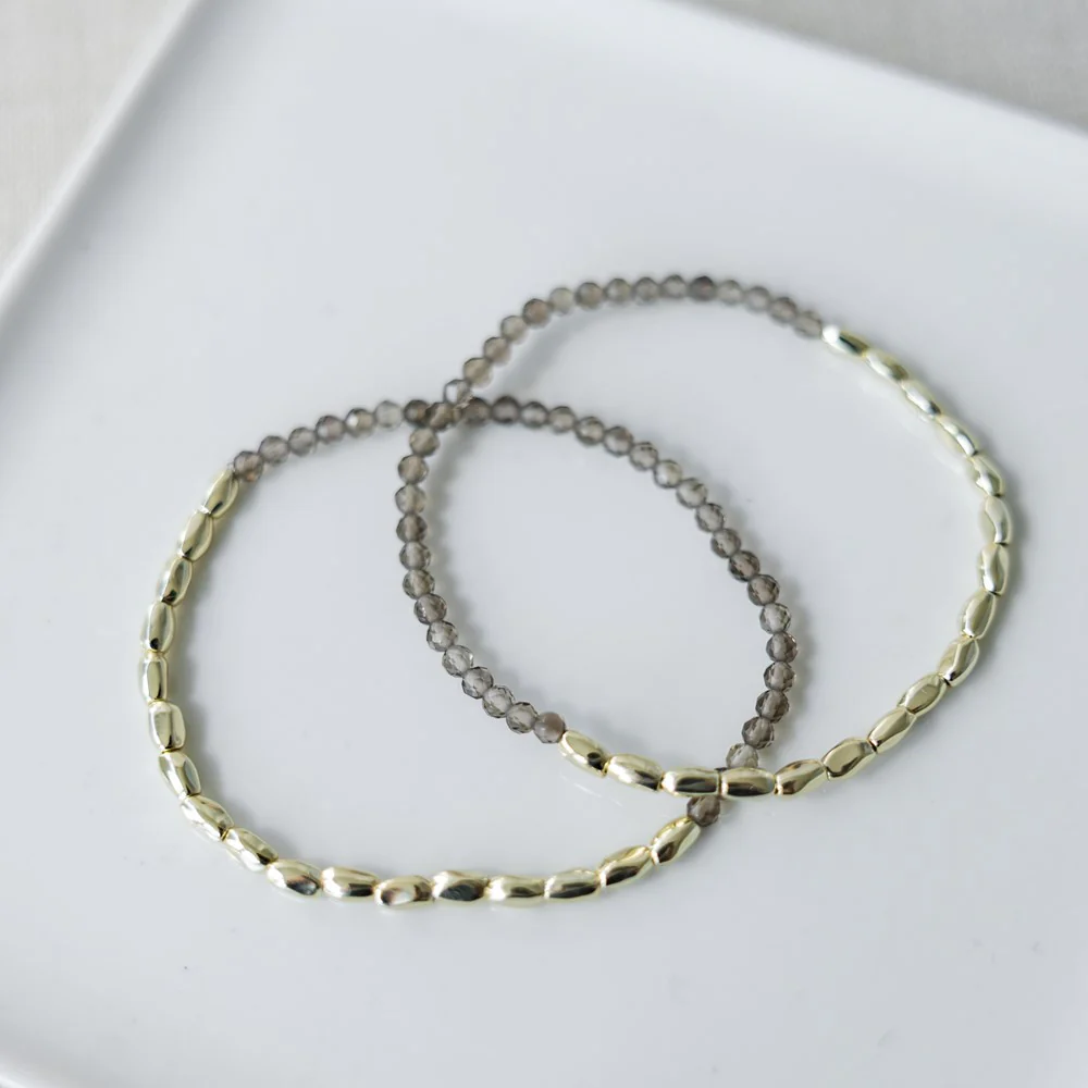 Kindred Duo Bracelets - Gold/Smokey Quartz